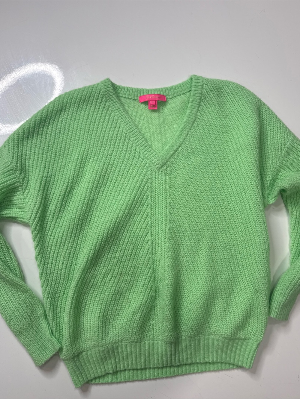 Lilly Pulitzer Sweater Womens M Relaxed Green Knit Wool Blend Sweater A030626